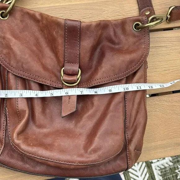 Fossil Women large chocolate Brown Leather Crossbody Bag removed shoulder strap - Picture 3 of 11